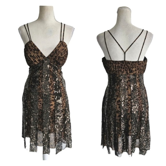 Mac Duggal Dresses & Skirts - Mac Duggal Leopard Sequin Mesh Cocktail Dress